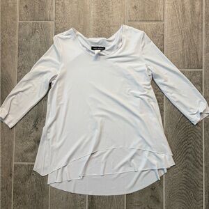 White Asymmetrical 3/4 Sleeve Tunic Shirt Size Small no flaws